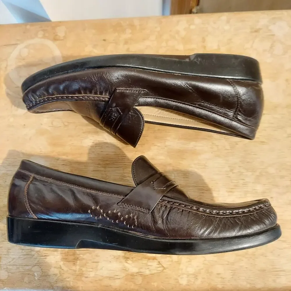 SAS Ace Men's US 9.5 Brown Leather Dress Loafer Casual Slip On Shoes